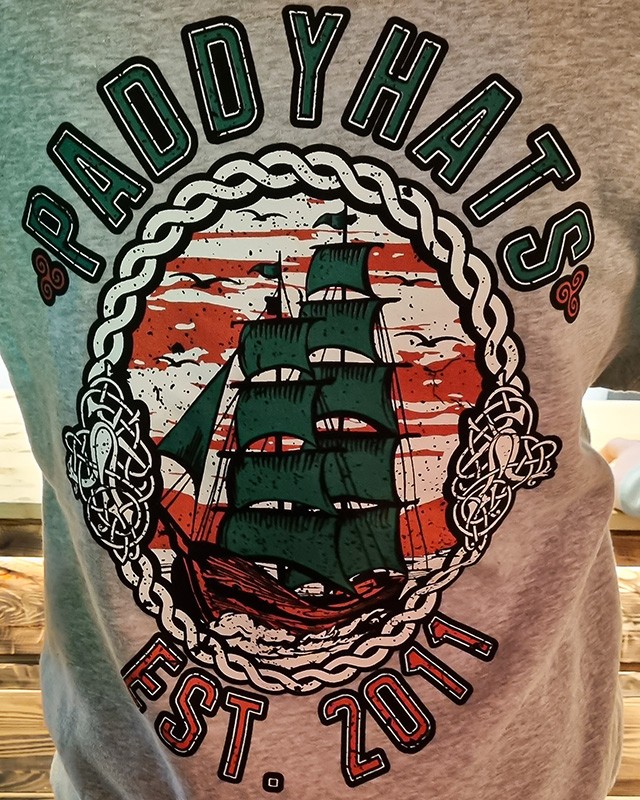 Hoodie Ship with a green ship on grey hoodie